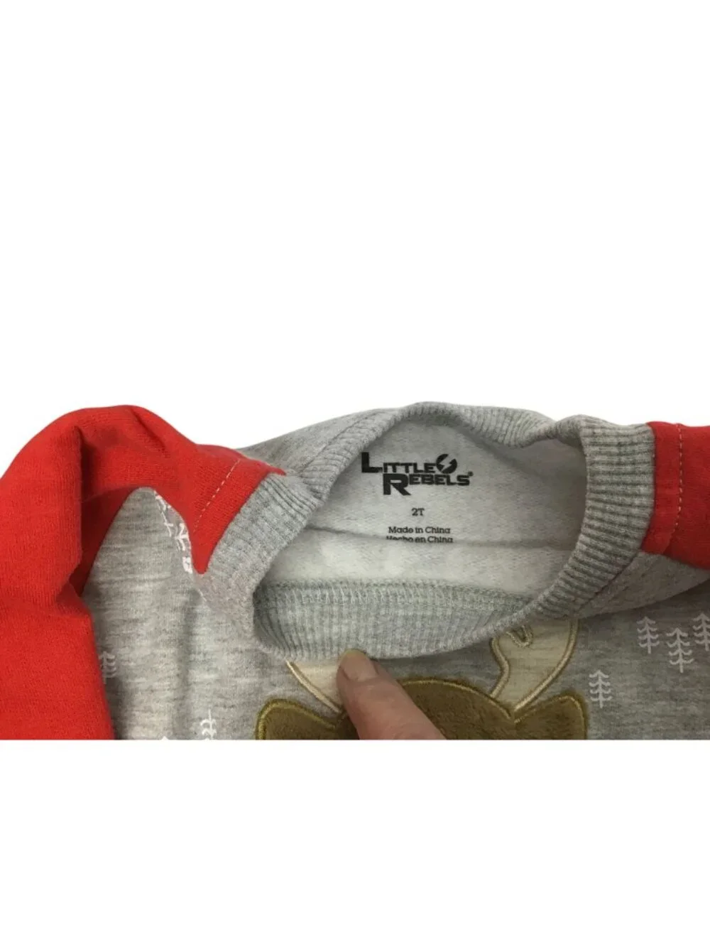 Little Rebels 2T Reindeer Red Gray Sweatshirt Joggers Set
